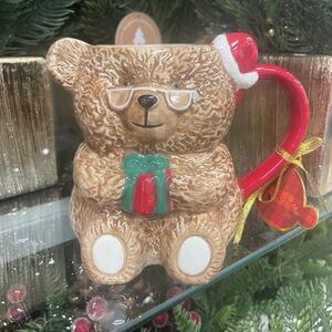 Christmas Teddy Bear Santa Teddy Figural Bear Ceramic Coffee Mug NWT